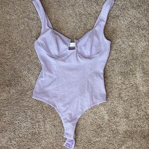 Astr Lilac Ribbed Top